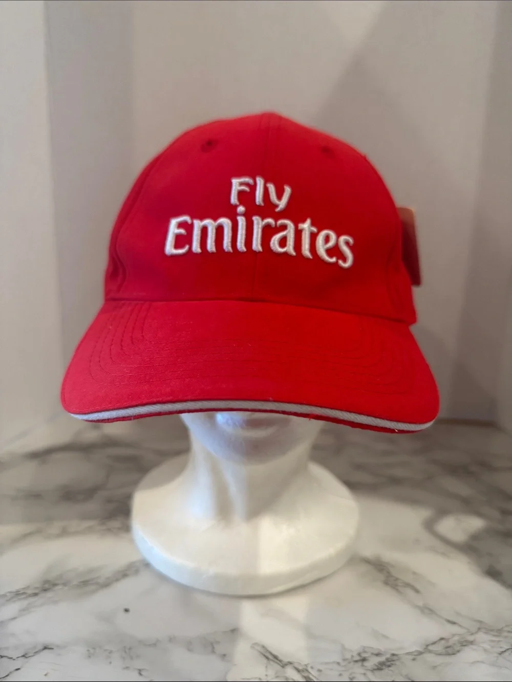 Adjustable Red Fly Emirates Baseball Cap NEW White Embroidery One Size Fits Most